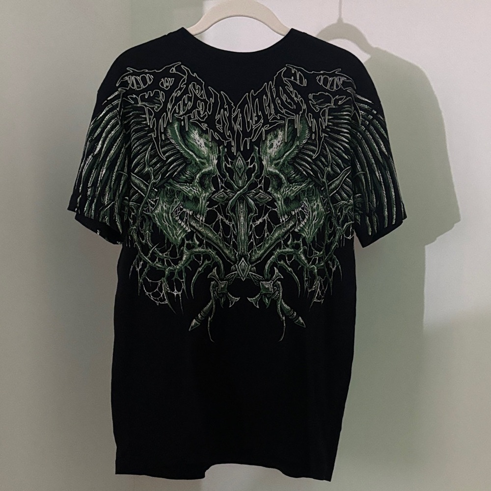Affliction Toxic Wrath Black and Green Graphic Tee